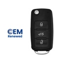 TÉLÉCOMMANDE 3 BOUTONS POUR GOLF, BEETLE, JETTA, CADDY, TRANSPORTER, POLO, SCIROCCO, TIGUAN, SHARAN (5K0837202AJ) ID48 MAINS LIBRES - ORIGINALE