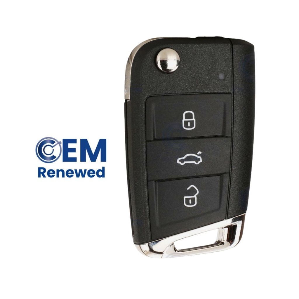 MANDO PLEGABLE DE 3 BOTONES TIGUAN, TOURAN, T-ROC, GOLF SPORTSVAN +2017 (5G6959753AB, 5G6959752AB) 128 bits AES KEYLESS