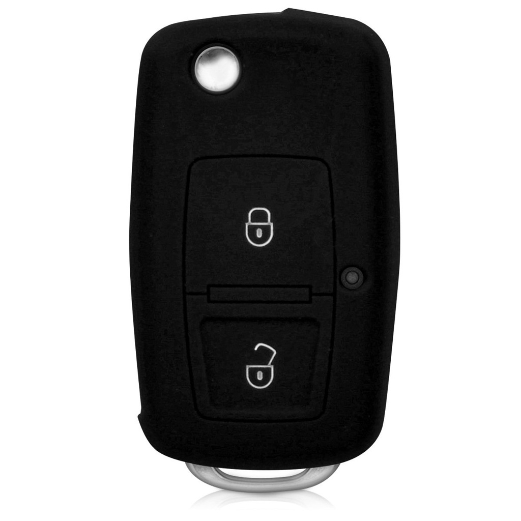 FUNDA DE SILICONA PARA MANDOS PLEGABLES DE 2 BOTONES DE VOLKSWAGEN - NEGRO 