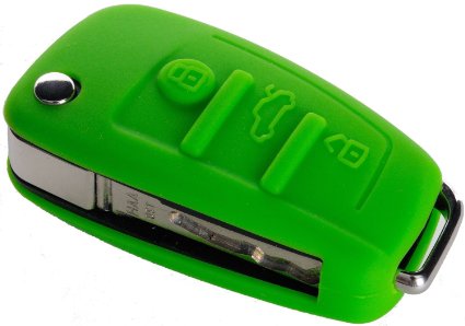 FUNDA DE SILICONA PARA MANDOS PLEGABLES DE 3 BOTONES DE AUDI - VERDE 