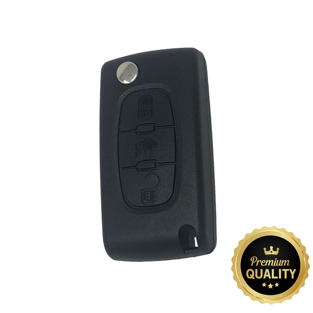 CARCASA MANDO PLEGABLE PSA C4 3 BOTONES HU83 BOTON LUZ PILA CARCASA - SIN LOGO