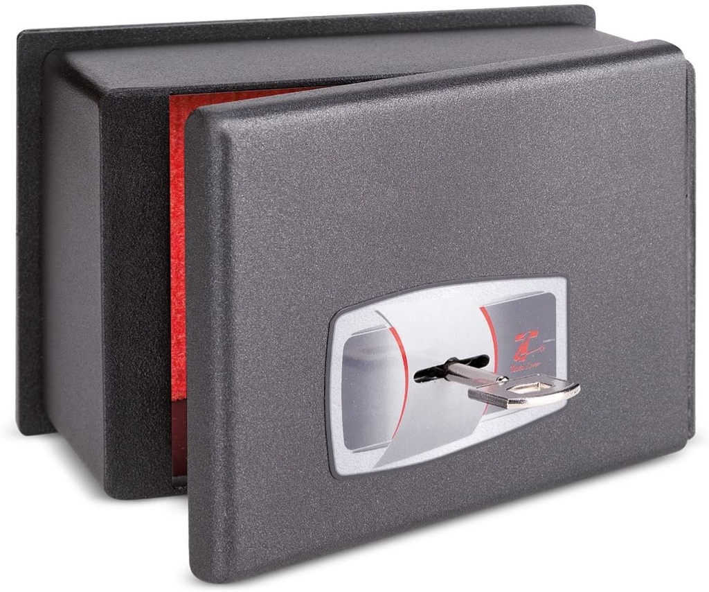 CAJA FUERTE PARA COCHE CON LLAVE DE DOBLE PALETÓN 10 X 16,5 X 12,5 CM