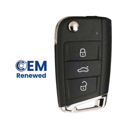 [VW100TE07-OE] COMANDO COMPLETO DOBRÁVEL DE 3 BOTÕES PARA GOLF VII HU66 (5G0959752BC) ID88 128 BITS AES KEYLESS ORIGINAL