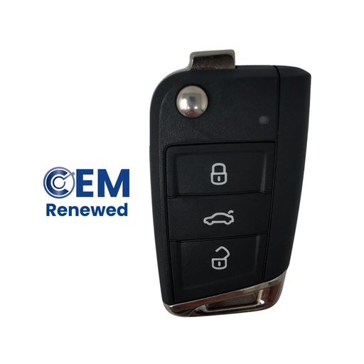 [VW100TE11-OE] COMANDO COMPLETO DOBRÁVEL DE 3 BOTÕES PARA GOLF VII HU66 (5G0959752AD, 5G0959753AD) ID88 128 AES KEYLESS ORIGINAL