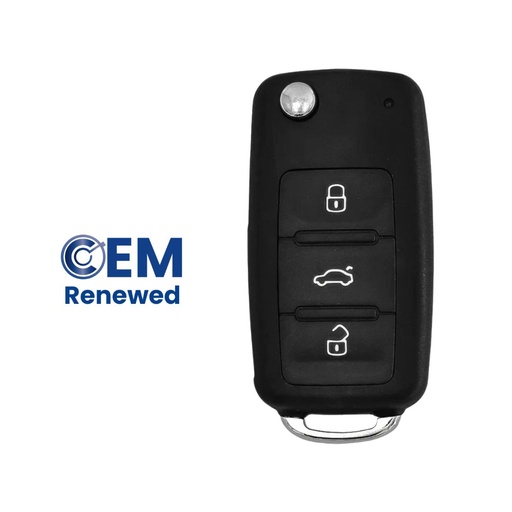 [VW100TE14-OE] TÉLÉCOMMANDE 3 BOUTONS POUR GOLF, BEETLE, JETTA, CADDY, TRANSPORTER, POLO, SCIROCCO, TIGUAN, SHARAN (5K0837202AJ) ID48 MAINS LIBRES - ORIGINALE