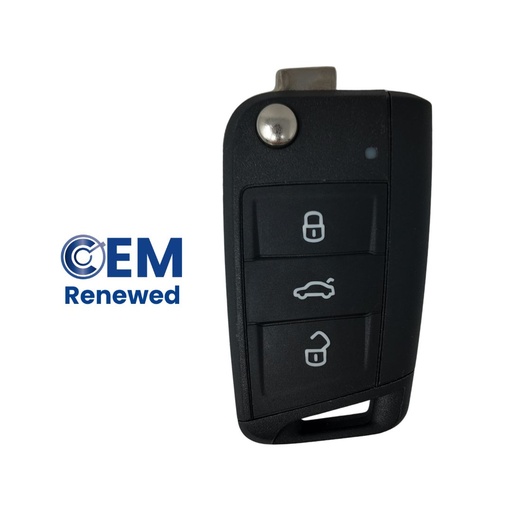 [VW100TE17-OE] FOLDABLE 3 BUTTON REMOTE FOR VW GOLF VII (5G0959753BA, 5G0959752BA, 5G0959752DD) MEGAMOS ID88 128 AES NON KEYLESS - ORIGINAL