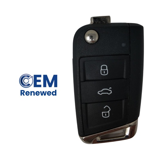 [VW100TE18-OE] COMANDO DOBRÁVEL DE 3 BOTÕES PARA VW GOLF VII (5G0959752BB, 5G0959753BB, 5G6959752AG) 128 BITS AES NÃO KEYLESS