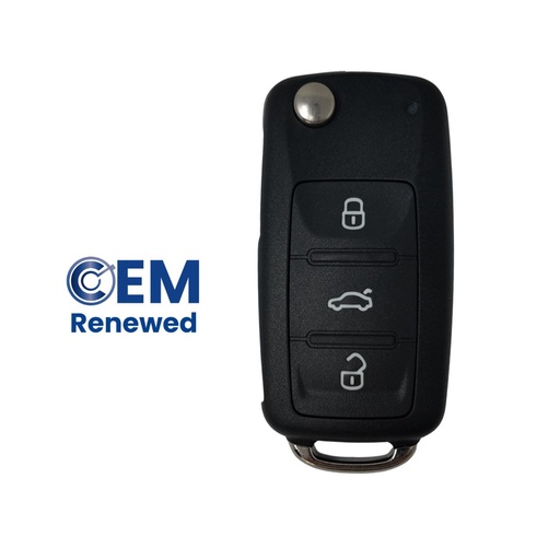 [VW101TE07-OE] COMPLETE FOLDABLE REMOTE 3 BUTTONS POLO (ID48 CAN) (5K0837202AH) ORIGINAL