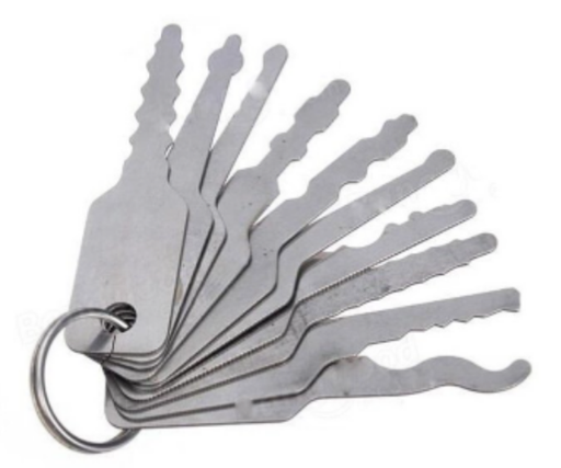 [HE-JIGGLERS] LOCK PICK SET FOR CAR AND MOTORCYCLE LOCK OPENING (10 PIECES)