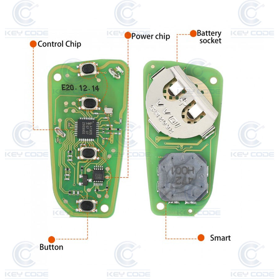 MANDO KEYLESS DE 3+1 BOTONES PARA GENERAR MANDOS SMART KEY CON VVDI KEY TOOL XSKF21EN (NEGRO BRILLANTE)