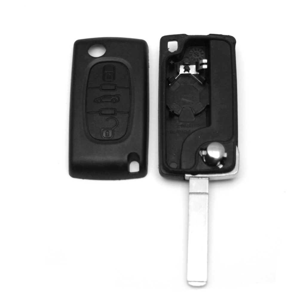 CARCASA MANDO PSA 407 PLEGABLE 3 BOTONES HU83 PILA CARCASA SIN LOGO BOTON MALETERO - CALIDAD PREMIUM
