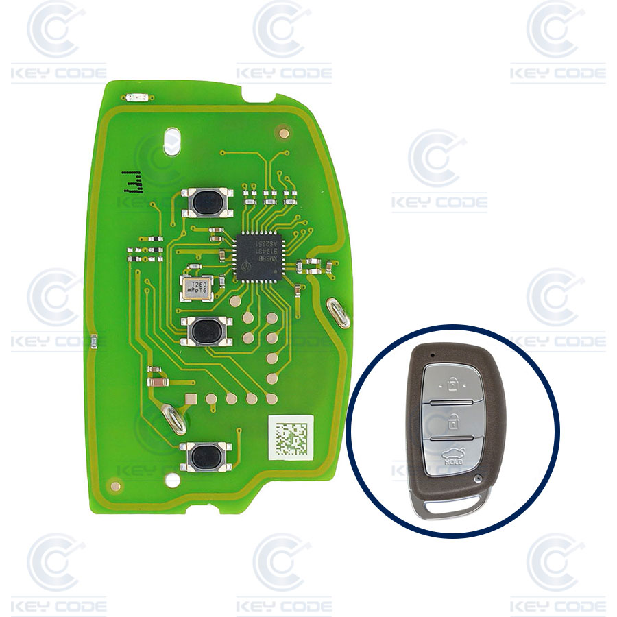 MANDO KEYLESS HYUNDAI DE 3 BOTONES (PLACA XHORSE XZHY84EN) 433 FSK 