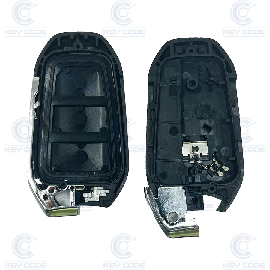 CARCASA DE 3 BOTONES DE MANDO KEYLESS DE PSA HU83 (COMPATIBLE CON CIRCUITO ELECTRONICO XHORSE)