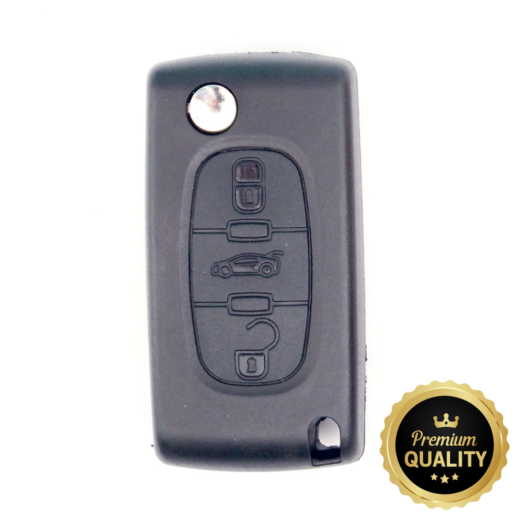 COQUE TELECOMMANDE PSA 407 CABRIO/C4 PICASSO PLIABLE 3 BOUTONS VA2 PILE SUR COQUE - QUALITE SUPERIEURE