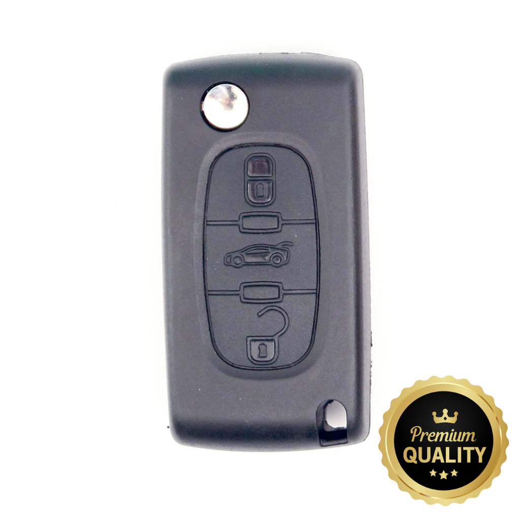 COQUE TELECOMMANDE PSA EXPERT PLIABLE 3 BOUTONS HU83 PILE CIRCUIT SANS LOGO - QUALITE SUPERIEURE