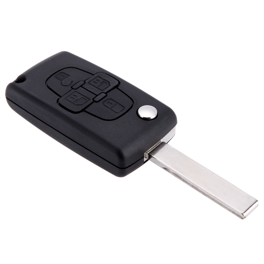 CARCASA MANDO PSA 1007 PLEGABLE 4 BOTONES HU83 SIN LOGO (PILA EN CARCASA) - CALIDAD PREMIUM