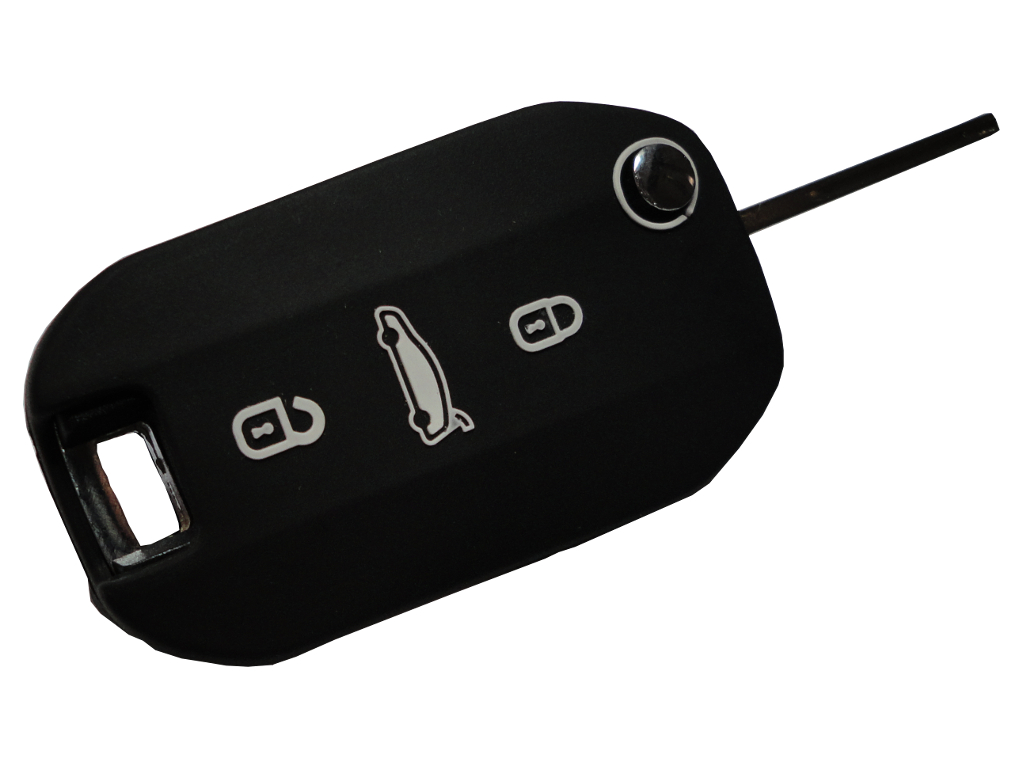 FUNDA DE SILICONA PARA MANDOS PLEGABLES MODERNOS DE 3 BOTONES DE PSA - NEGRO 