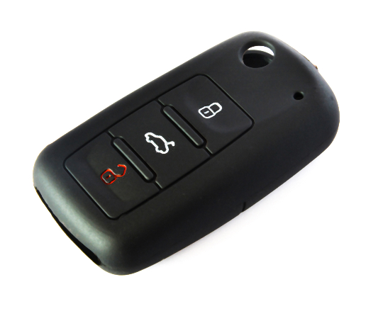 FUNDA DE SILICONA PARA MANDOS PLEGABLES DE 3 BOTONES DE SEAT - NEGRO 