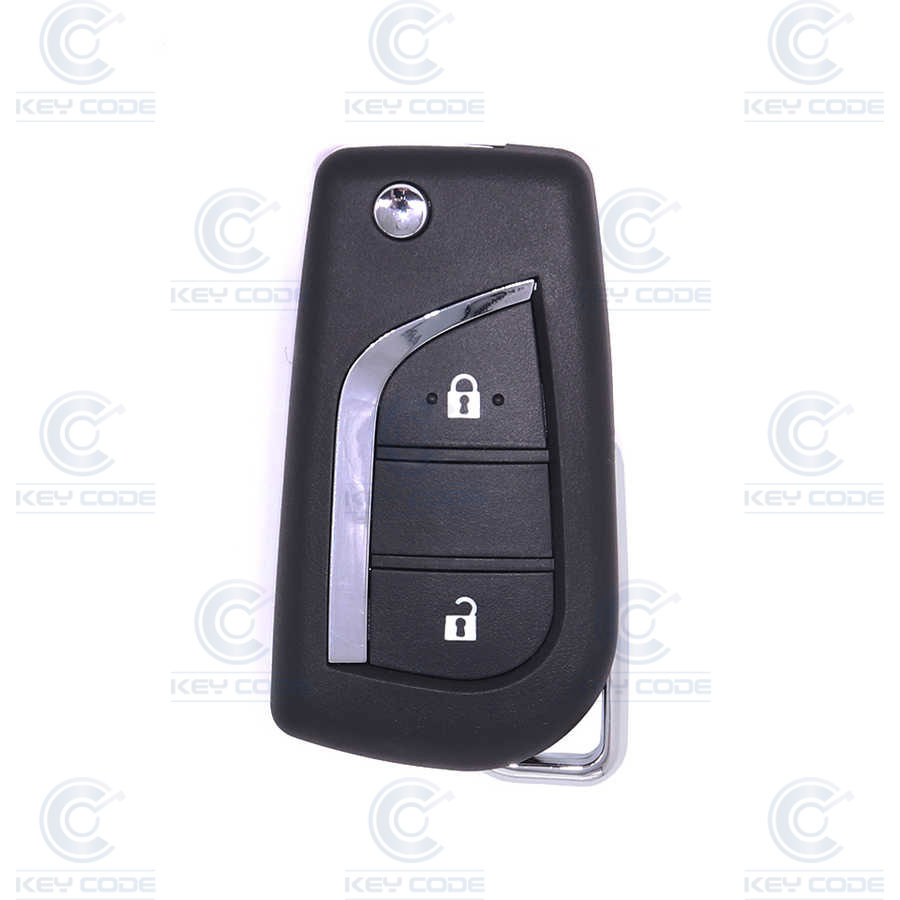 MANDO PLEGABLE 2 BOTONES TOYOTA PARA AVENSYS Y AYGO CRYPTO 128 BITS AES 433MHZ FSK - ORIGINAL -
