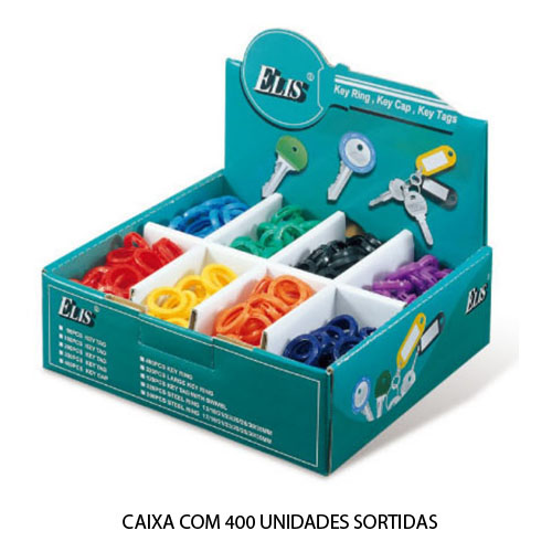 CAJA DE 400 ANILLAS DE PLASTICO EN 8 COLORES 