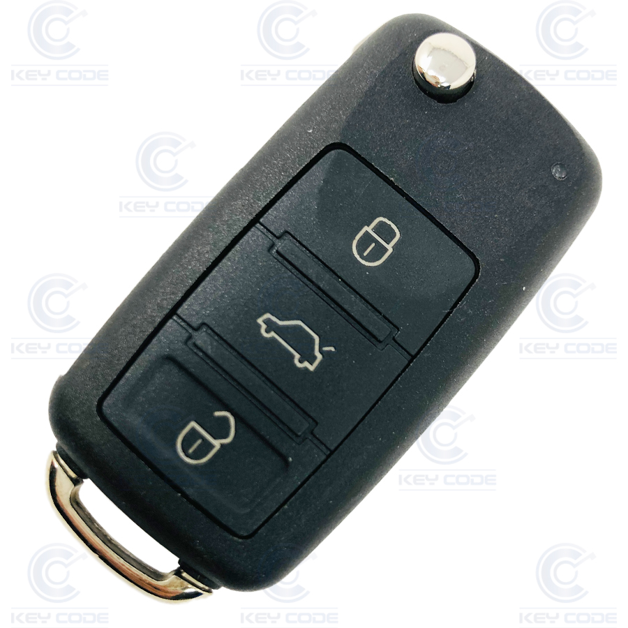 TELECOMMANDE COMPLETE PLIABLE 3 BOUTONS GOLF VI, TIGUAN, SAGITAR (ID48 CAN) (5K0837202AD, 5K0837202Q)