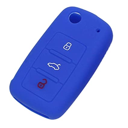 FUNDA DE SILICONA PARA MANDOS PLEGABLES DE 3 BOTONES DE VOLKSWAGEN - AZUL 