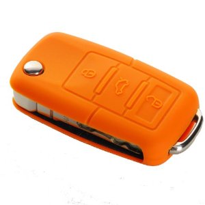 SILICONE CASE FOR FOLDABLE 3-BUTTON REMOTES FOR VOLKSWAGEN - ORANGE