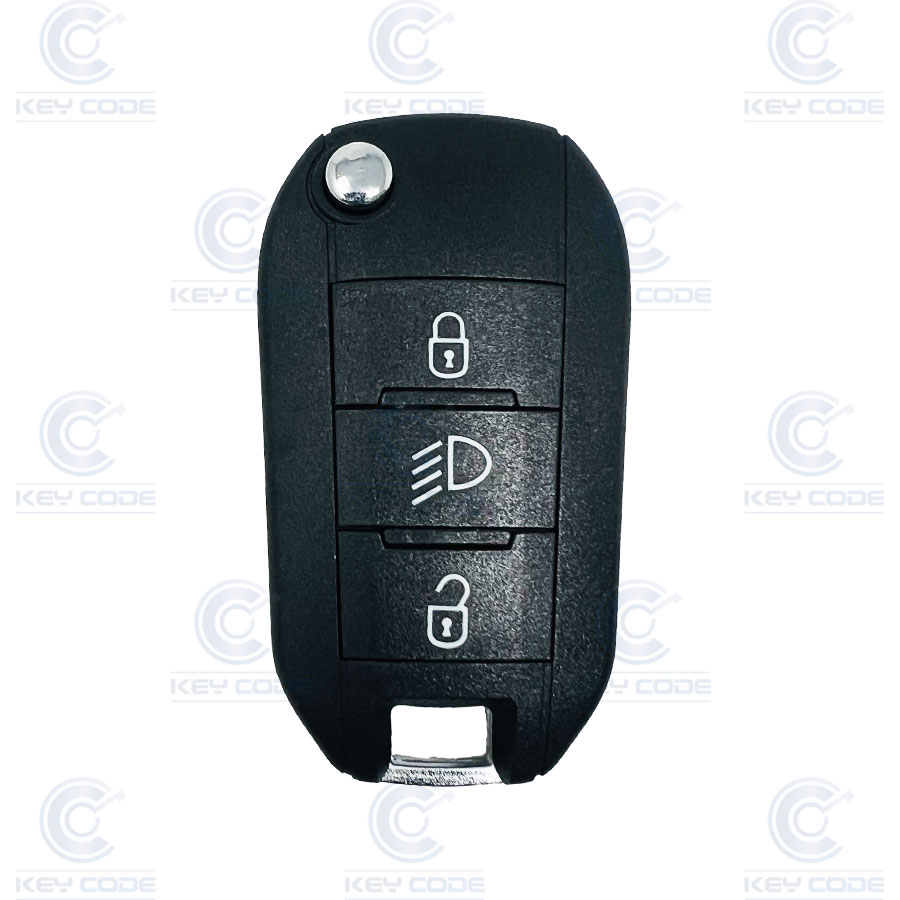 MANDO PLEGABLE PSA 508,  C-ELYSEE, C4-CACTUS 3 BOTONES HITAG 2 ID46 PCF7941 - 433 mhz FSK - HU83 (BOTON LUZ)
