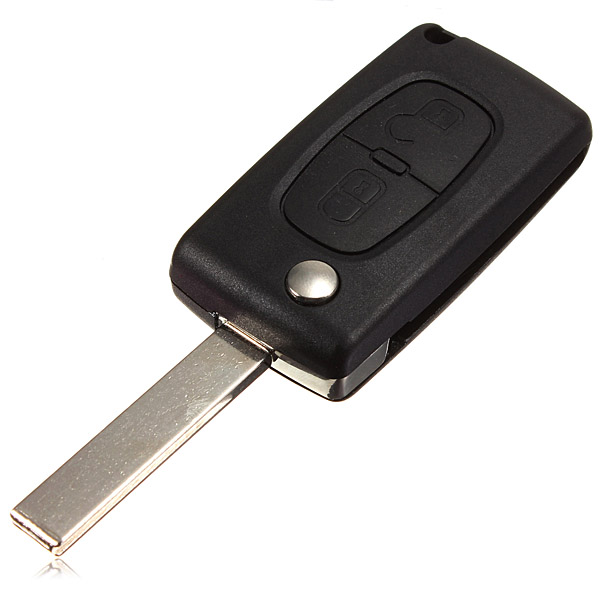 [PE83CS2B-P] CARCASA MANDO PSA 307, 207 PLEGABLE 2 BOTONES HU83 (CON HUECO LOGO) PILA EN CARCASA- CALIDAD PREMIUM 