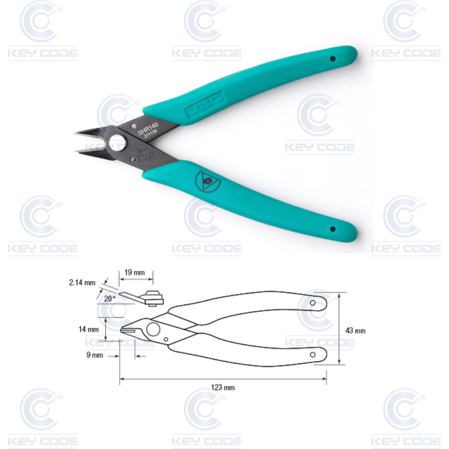 PINCE COUPANTE DIAGONALE JBC SHR140 Ø0.8 ext