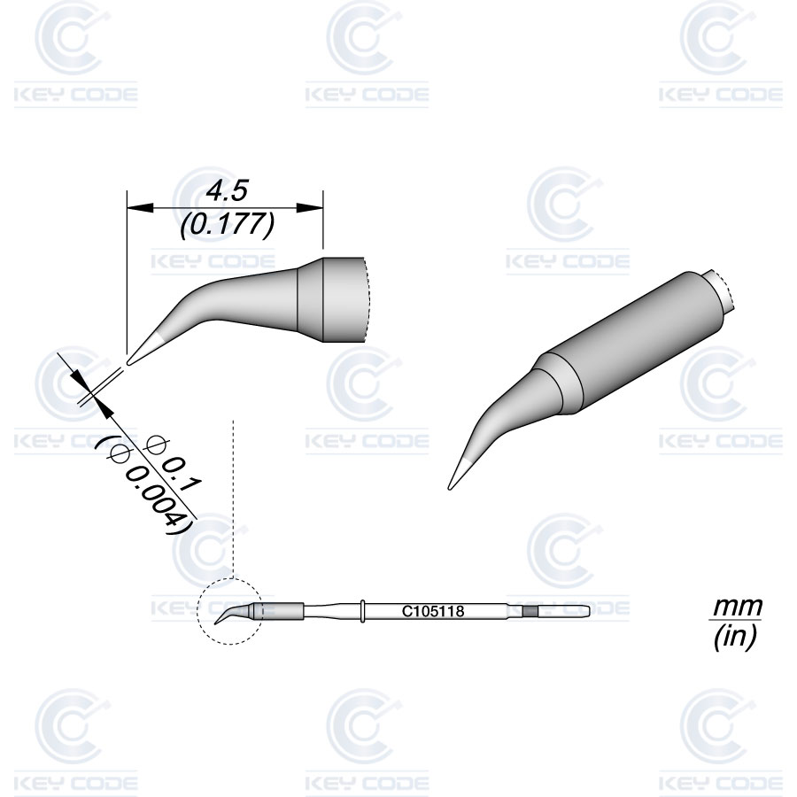 [NT105-C105118] CARTUCHO C105118 JBC CONICO CURVO  Ø 0.1 PARA NT105