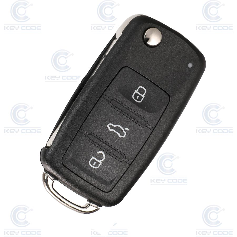 TELECOMMANDE PLIABLE VW AVEC 3 BOUTONS POUR CADDY MAXI (2020) (5K0837202EG) MEGAMOS CRYPTO ID48 434 MHZ ASK  - ORIGINALE - 