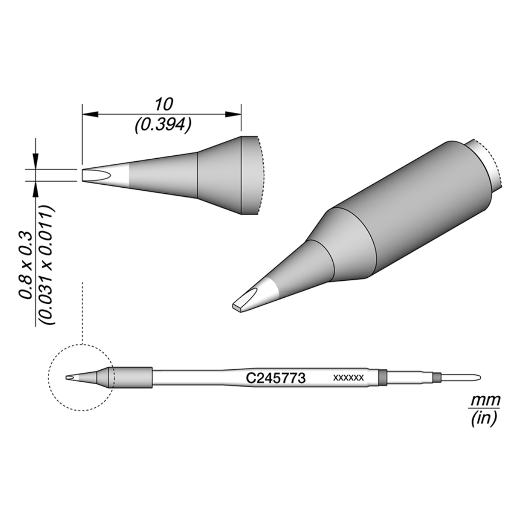 C245773 0.8 × 0.3 MM CHISEL CARTRIDGE – JBC