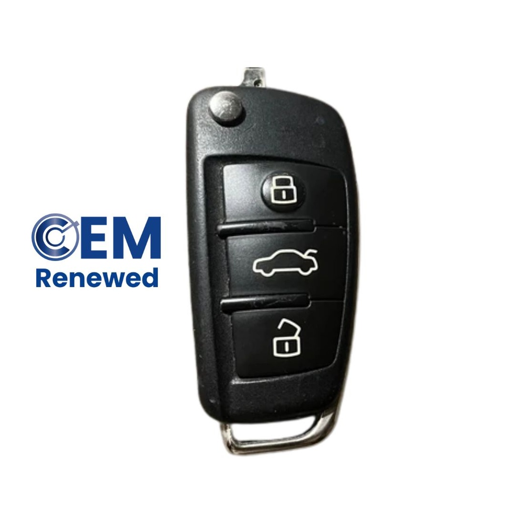 FOLDABLE KEYLESS REMOTE AUDI A1, A3, A2, Q1, Q2, Q3 3 BUTTONS 434 MHz ASK (81A837220H) MEGAMOS 128 BITS MQB - ORIGINAL