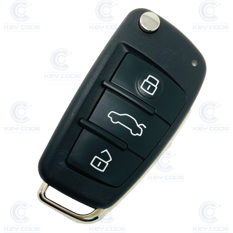 MANDO PLEGABLE KEYLESS AUDI A1, A3, A2, Q1, Q2, Q3 DE 3 BOTONES 434 Mhz ASK (81A837220H) MEGAMOS 128 BITS MQB - ORIGINAL