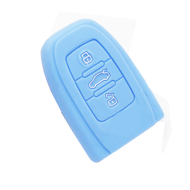 ETUI EN SILICONE POUR TELECOMMANDES INSERABLES AUDI AVEC 3 BOUTONS - BLEU CLAIR