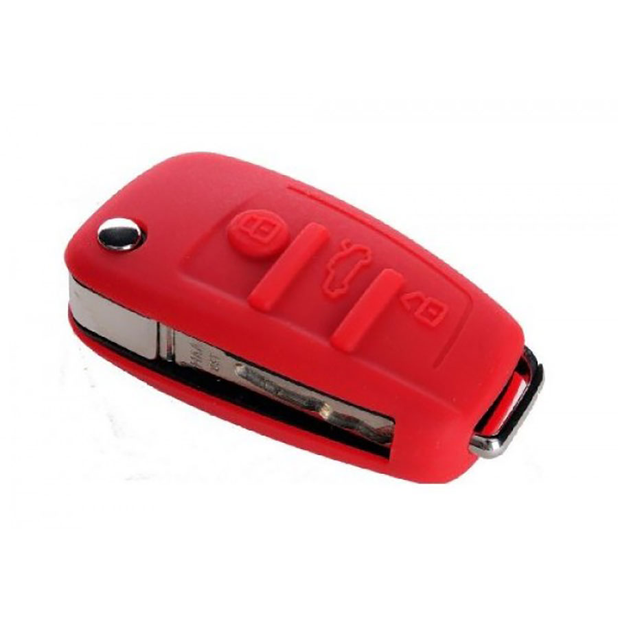 FUNDA DE SILICONA PARA MANDOS PLEGABLES DE 3 BOTONES DE AUDI - ROJO 