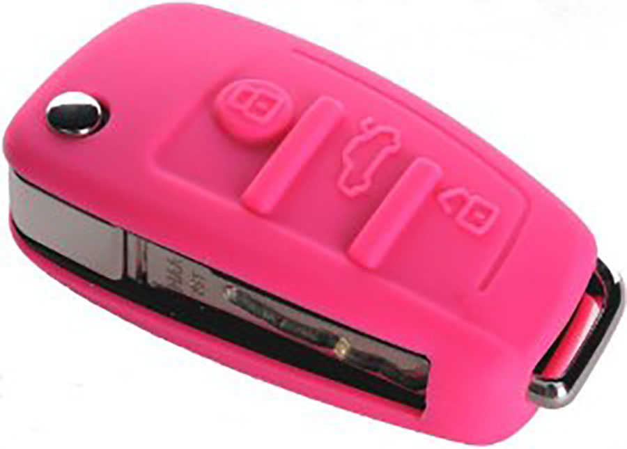 SILICONE CASE FOR FOLDABLE 3-BUTTON REMOTES FOR AUDI - PINK
