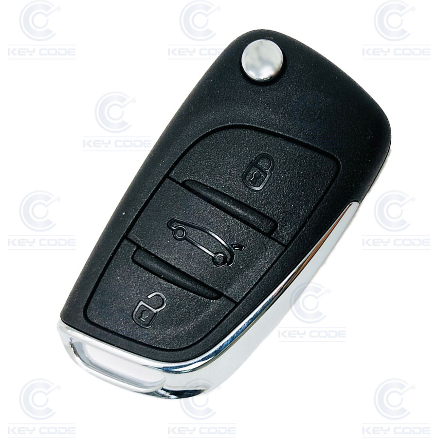 TELECOMMANDE PSA DS4 C4 MODERNE PLIABLE 3 BOUTONS SANS EBAUCHE PCF7941 ID46 (LOGO PSA) - ORIGINALE (6490KF, 6490 KG, 6490TT, 1614304880, 1609365580)