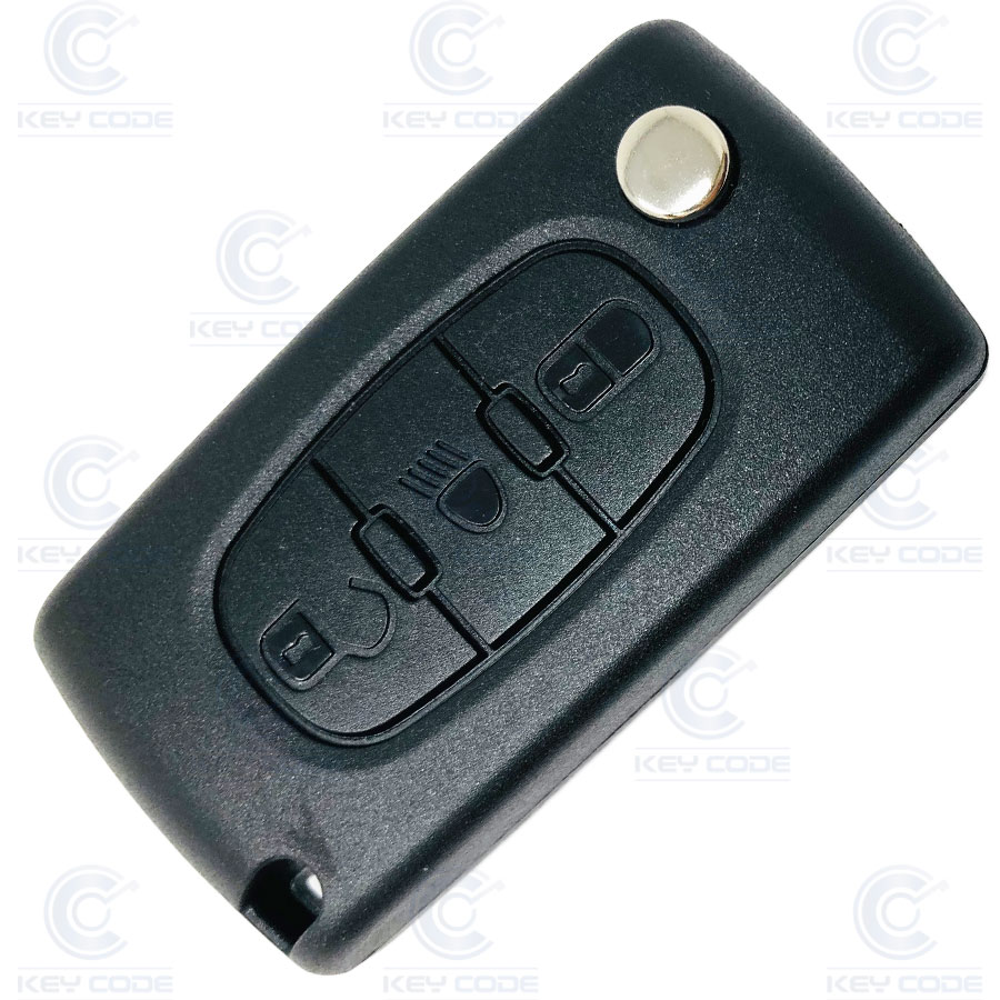 TELECOMMANDE PSA C4 PICASSO, C5 PLIABLE 3 BOUTONS PILE EN CIRCUIT (6490A2 - 649085 - 649072) ID46 433 mhz ASK