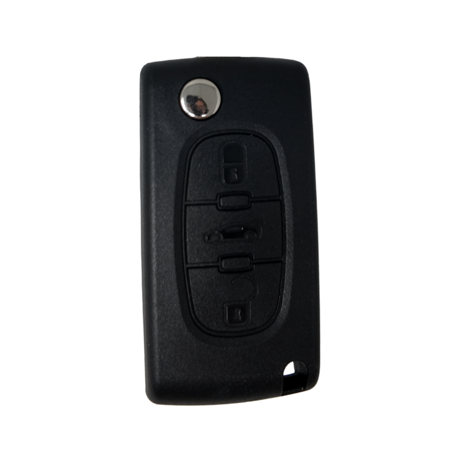 TELECOMMANDE PLIABLE 3 BOUTONS PSA C5 AVEC BOUTON COFFRE (649073) (HU83) ID46 433 mhz 433 MHZ ASK