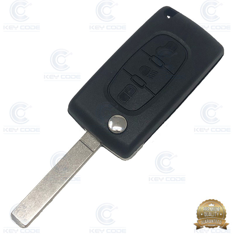 CARCASA MANDO PLEGABLE PSA C4 3 BOTONES HU83 BOTON LUZ PILA EN CIRCUITO - SIN LOGO