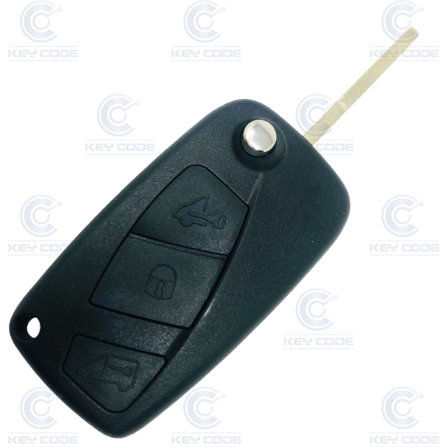 COQUE DE TELECOMMANDE FIAT AVEC 3 BOUTONS, PILE SUR LE COTÉ - NOIR