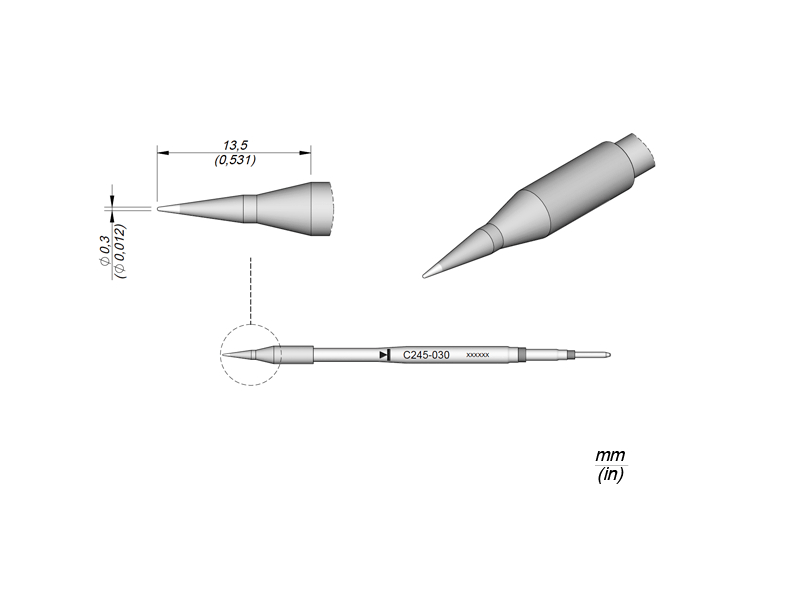 CARTUCHO CONICO C245030 DE 0,3 MM PARA ESTACION DE SOLDADURA DIGITAL JBC