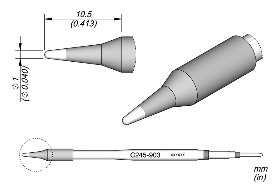 CARTUCHO CONICO C245903 DE 0,4 MM PARA ESTACION DE SOLDADURA DIGITAL JBC