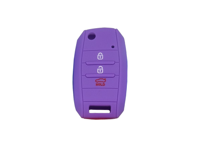 FUNDA DE SILICONA PARA MANDOS KIA PLEGABLES MODERNOS DE 3 BOTONES - MORADO 