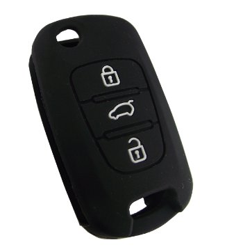 SILICONE COVER FOR 3-BUTTON HYUNDAI-KIA REMOTE KEY FOB - BLACK