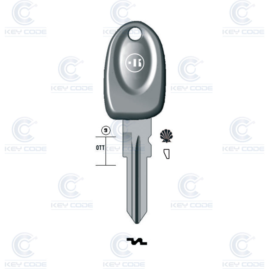 POD KEY FIAT, ALFA ROMEO, IVECO FT1505 (GT15, FI-11) 9 TEETH - SNAP-IN OPENING