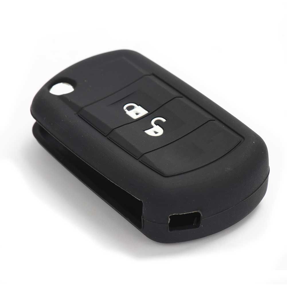 FUNDA DE SILICONA PARA MANDOS PLEGABLES DE 3 BOTONES DE LAND ROVER - NEGRO 