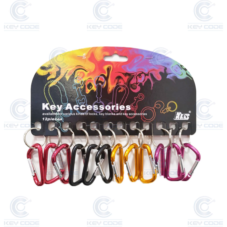 DISPLAY WITH 12 COLORED CARABINERS OF 50MM